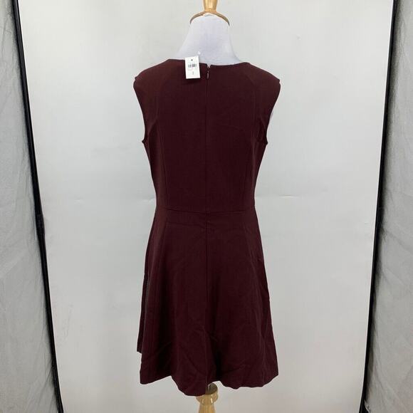 Ann Taylor Dress Womens 2 Deep Burgundy Faux Leather Side Braided Back Zip Shift - Picture 8 of 16